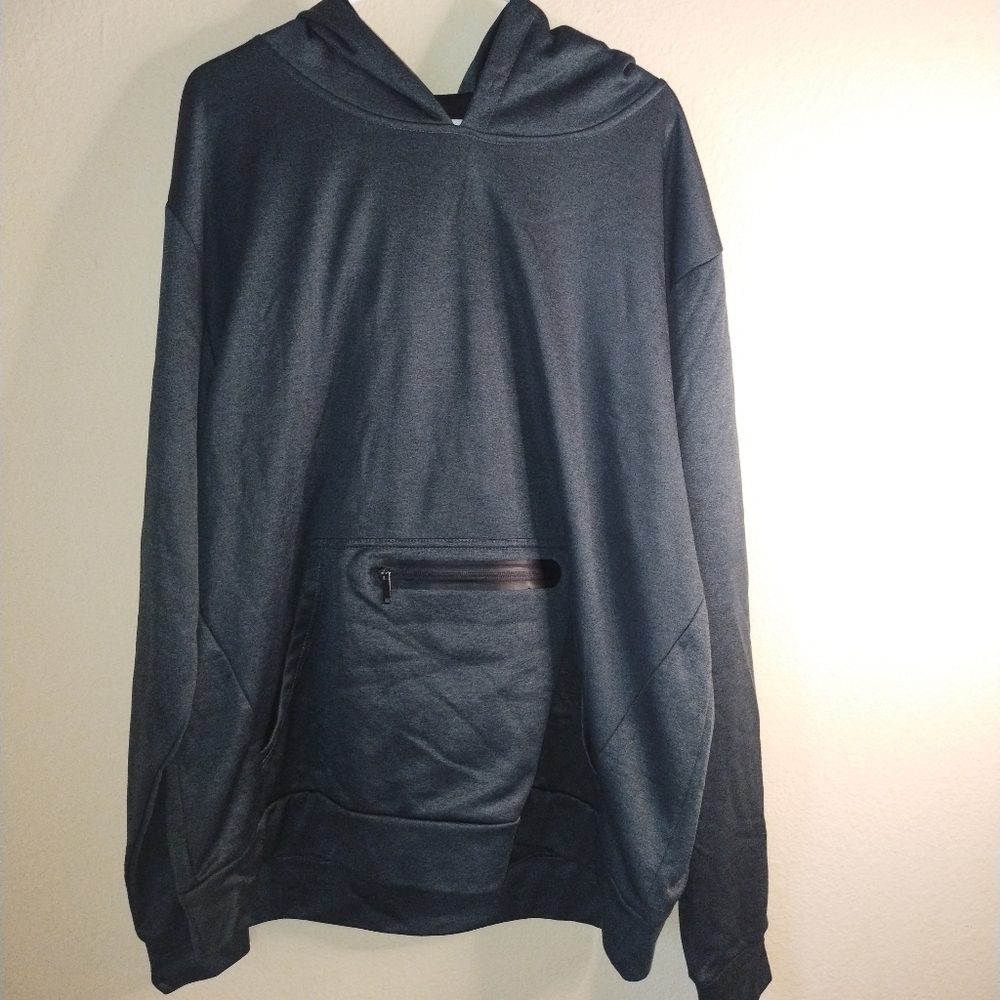 Vertical Eagle Black Relaxed Fit Sweater with Hood